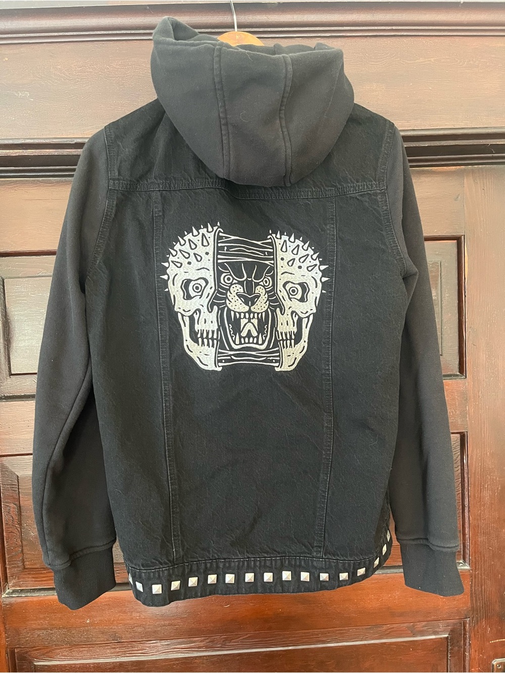 Lurking Class Studded Embroidered Hooded Denim Jacket Medium
